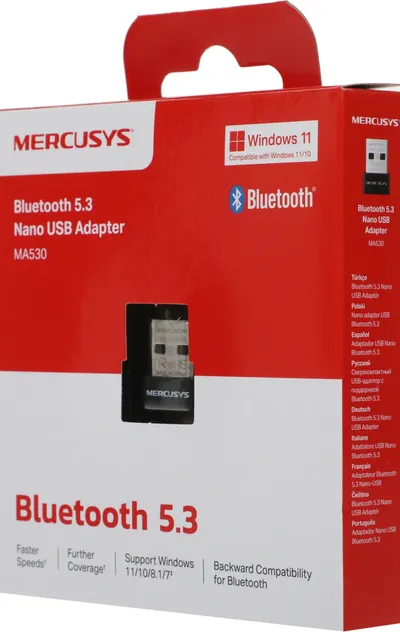 Bluetooth-адаптер Mercusys MA530, USB 2.0, Bluetooth 5.3, нано