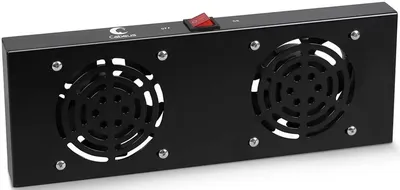 Модуль вентиляторный Cabeus TRAY-FAN2-BK, 2 вентилятора, 220–250 В AC, 70 Вт, RAL9004