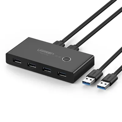 USB-хаб Ugreen US216-30768, 4 порта USB 3.0, переключатель 2→4