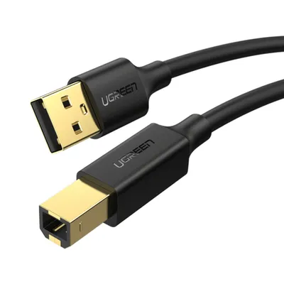 Кабель USB UGREEN US135-10352, USB 2.0, A–B, 3 м, чёрный