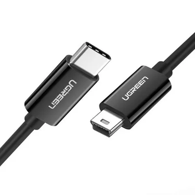 Кабель UGREEN US242-50445, USB-C — Mini-USB A, USB 2.0, 480 Мбит/с, черный