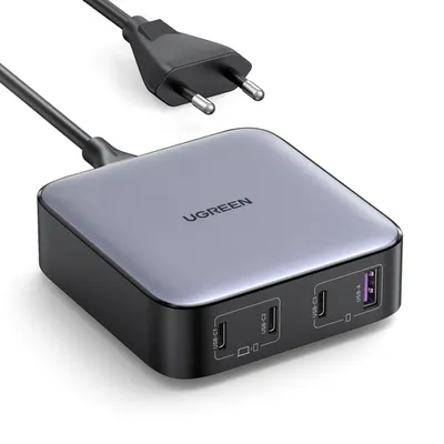 Зарядное устройство Ugreen CD328 (90928) Nexode, 100 Вт, 3×USB-C + 1×USB-A, GaN, серый