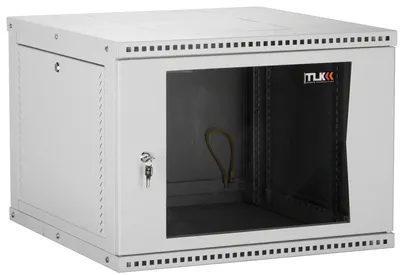 Шкаф настенный TLK TWI-096045-R-G-GY, 19", 9U, стеклянная дверь, серый