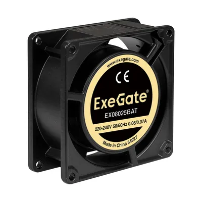 Вентилятор ExeGate EX08025BAT (EX288998RUS), 80×80×25 мм, 220 В, 2600 об/мин