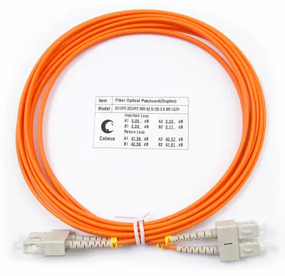 Патч-корд оптический Cabeus FOP-62-SC-SC-3m, duplex SC-SC, 62,5/125 MM, 3 м, LSZH