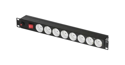 Блок розеток TLK TLK-RS08MF1-BK, 19", 8×евророзетка, 10 А, C14, с фильтром