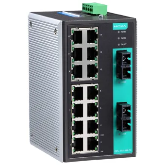 Коммутатор MOXA EDS-316-MM-SC, 14×10/100BaseTX, 2×100BaseFX SC, DIN-рейка