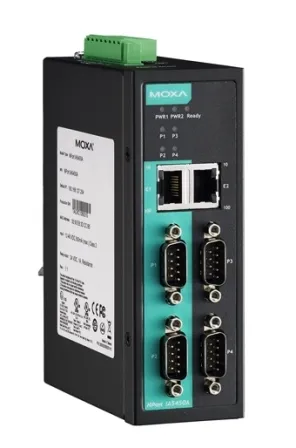 Serial-сервер MOXA NPort IA5450A, 4×RS-232/422/485, 2×Ethernet, DIN-рейка