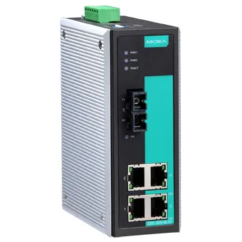 Коммутатор MOXA EDS-305-M-SC, 4×10/100BaseTX, 1×100BaseFX SC, L2