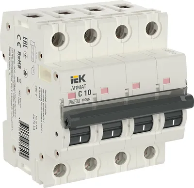 Автоматический выключатель IEK AR-M06N-4-C010, 4P, C, 10 А, 6 кА