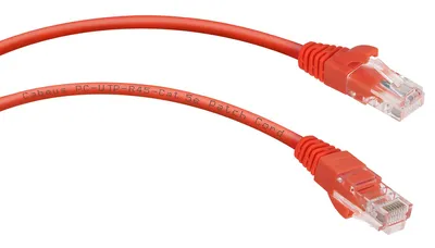 Патч-корд Cabeus PC-UTP-RJ45-Cat.5e-0.5m-RD, U/UTP Cat.5e, 2×RJ45, 0.5 м, красный