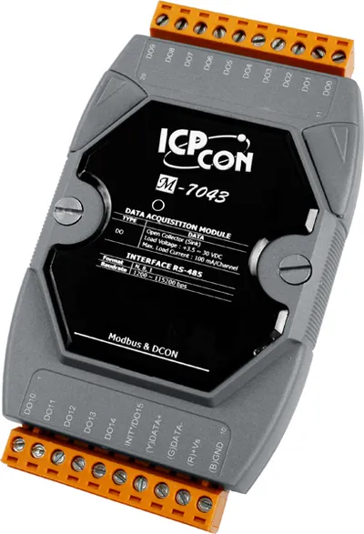 Модуль дискретного вывода ICP DAS M-7043 CR, 16 каналов, RS-485, Modbus RTU