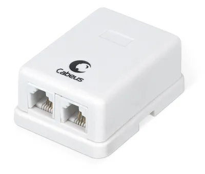 Розетка телефонная Cabeus WS-6P4C-TEL-2, 2×RJ12 (6P4C), кат. 3, внешняя, белая