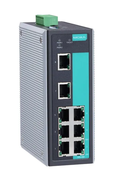 Коммутатор MOXA EDS-308-T, 8×10/100BaseTX, L2, DIN-рейка, -40…75 °C
