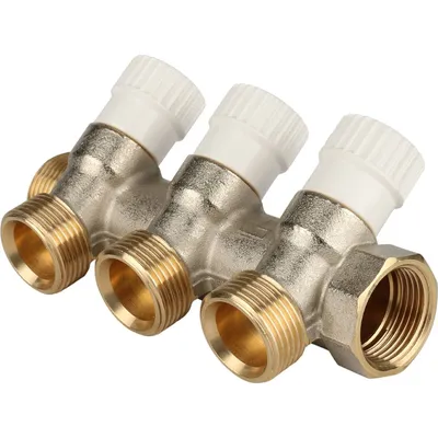 Коллектор STOUT SMB 6851 343403, 3/4", 3 отвода 3/4"ЕК, латунь, 10 бар