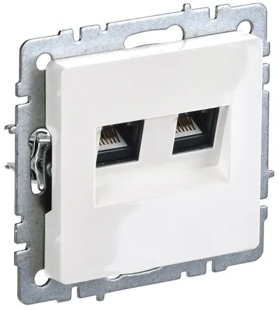 Розетка компьютерная IEK BRITE BR-K20-2-K01, 2×RJ45 кат.6, скрытая, белая
