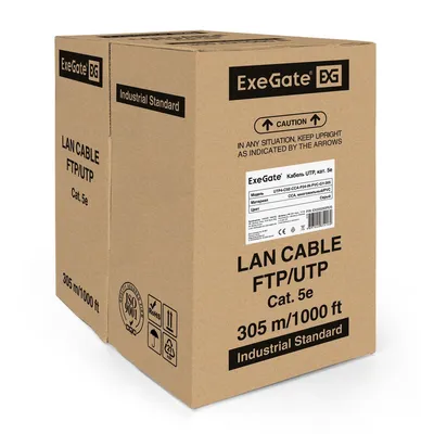 Кабель ExeGate EX205293RUS UTP 4 пары кат.5e CCA, 24AWG, 305 м, PVC, серый