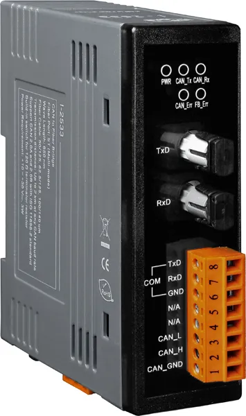 Преобразователь интерфейсов ICP DAS I-2533 CR, CAN–оптоволокно, до 2 км, DIN-рейка
