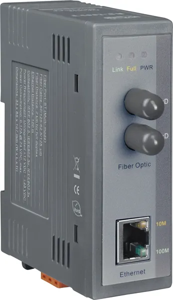 Медиаконвертер ICP DAS NS-200AFT-T CR, 10/100BaseTX в 100BaseFX, многомод, ST