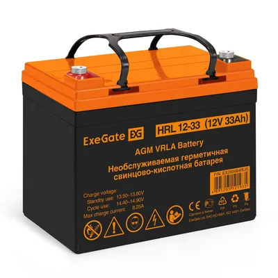 Аккумулятор EXEGATE EX285664RUS ExeGate HRL 12-33, 12 В, 33 А·ч, AGM
