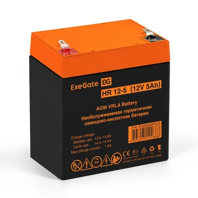 Аккумулятор ExeGate EX285949RUS, 12В, 5Ач, клеммы F1