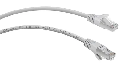 Патч-корд Cabeus PC-FTP-RJ45-Cat.5e-1m, F/UTP, Cat.5e, 2×RJ45, 1 м, серый