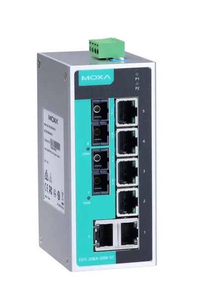 Коммутатор MOXA EDS-208A-MM-SC, 6×10/100TX, 2×100FX MM SC, L2