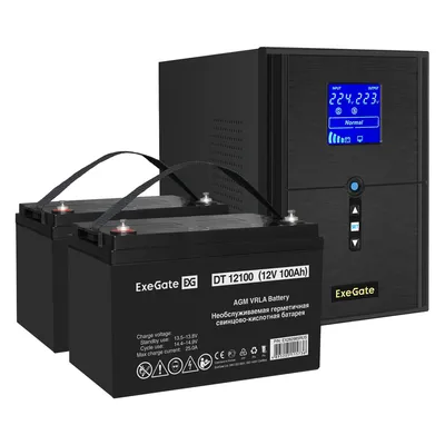ИБП Exegate EX296850RUS, 2000VA/1600W, синус, LCD, AVR, +2 батареи 100Ач