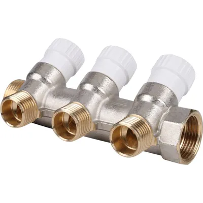 Коллектор распределительный STOUT SMB 6851 341203, 3/4", 3 отвода 1/2", латунь, 10 бар