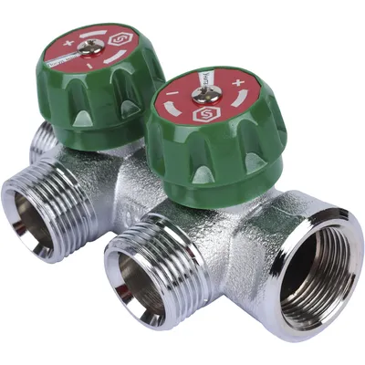 Коллектор STOUT SMB-6850-343402, 3/4"x2 выхода 3/4", латунь, 16 бар