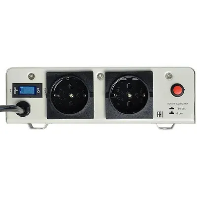 Стабилизатор POWERMAN AVS-1500S, 1500 ВА, 140–260 В, 2 розетки, IP20