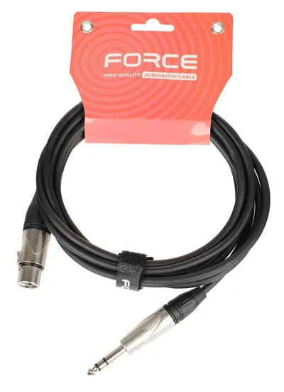 Кабель микрофонный FORCE FMC-15/3, 1/4" TRS (M) – XLR (F), балансный, OFC, 3 м