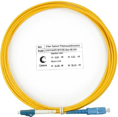 Патч-корд оптический Cabeus FOP(s)-9-LC-SC-3m, simplex LC-SC, OS2 9/125, LSZH, 3 м