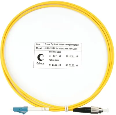 Патч-корд оптический Cabeus FOP(s)-9-LC-FC-1,5m, simplex LC-FC, OS2 9/125, LSZH, 1,5 м