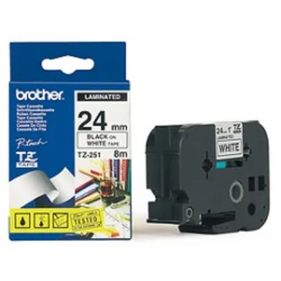 Лента Brother TZe-251, 24 мм × 8 м, чёрный на белом, ПЭТ