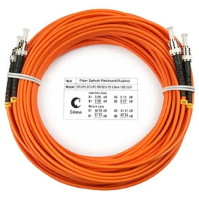Патч-корд оптический Cabeus FOP-62-ST-ST-25m, duplex ST-ST, 62,5/125, 25 м, LSZH