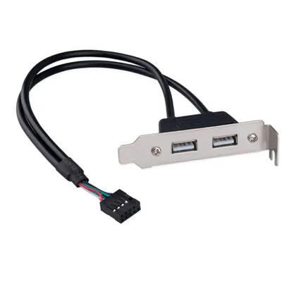 Планка USB Cablexpert CCUSBRECEPTACLE-LP, USB 2.0, 2 порта, низкопрофильная