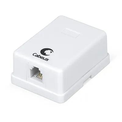 Розетка Cabeus WS-6P4C-TEL-1, телефонная RJ-12 (6P4C), накладная, белая