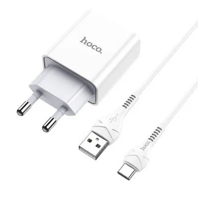 Сетевое зарядное устройство HOCO HC-27961 C81A, 1×USB, 10.5 Вт, кабель Type-C 1 м, белый