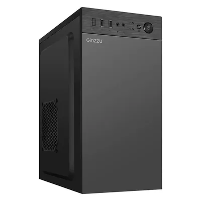 Корпус GINZZU B400, Mini-Tower, mATX, без БП, 2×USB 2.0, черный