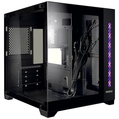 Корпус Ginzzu V320, mATX, закалённое стекло, RGB-подсветка, USB 3.0