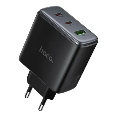 Зарядное устройство hoco HC-72009, 65 Вт, 3.25 А, QC3.0/PD, 1×USB, 2×Type-C, черный