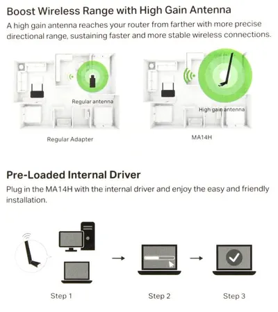 USB-адаптер Wi-Fi Mercusys MA14H, AX300, Wi-Fi 6, внешняя антенна