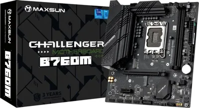 Материнская плата Maxsun MS-Challenger B760M, LGA1700, Intel B760, 2×DDR4, 2×M.2, microATX