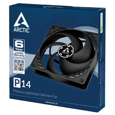 Вентилятор ARCTIC P14, 140x140x27 мм, 1700 об/мин, 3-pin, чёрный