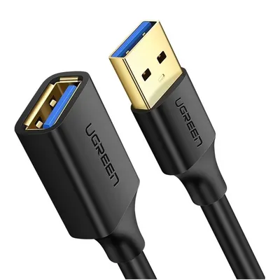 Кабель USB UGREEN US129 10373, USB-A — USB-A, USB 3.2 Gen 1, 2 м, черный