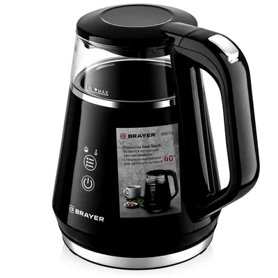 Чайник электрический BRAYER BR6105, 1 л, 1100 Вт, стекло, чёрный